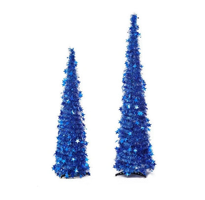 Collapsible PVC Christmas tree with sequin decorations in various colours
