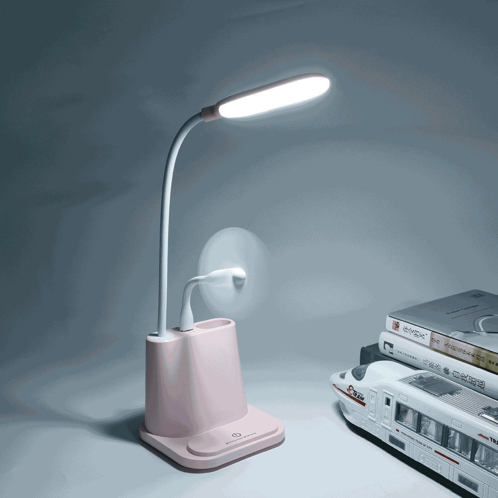 LED Rechargeable USB Desk Lamp with Phone Stand in white and pink options