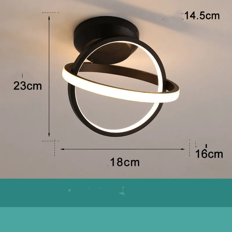 Round 180mm Nordic-style LED ceiling light in white with acrylic shade for corridors and hallways