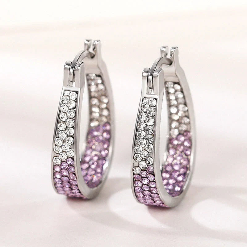 Colourful geometric diamond earrings for women in pink, purple, sky blue, and multicolour options