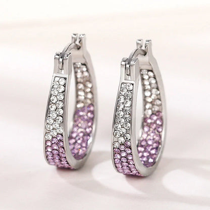 Colourful geometric diamond earrings for women in pink, purple, sky blue, and multicolour options