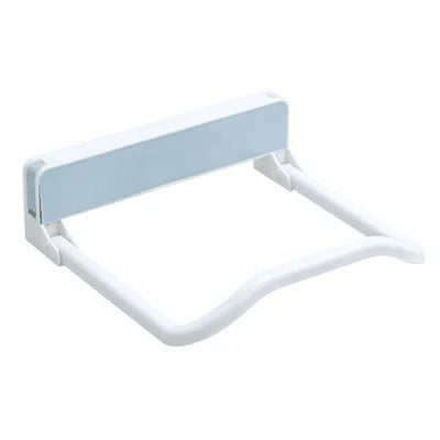 Folding storage rack with non-marking stickers in pink, blue, and grey