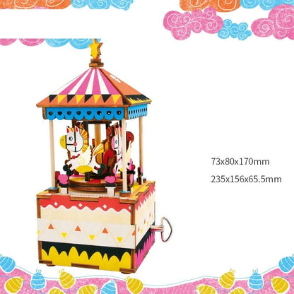 DIY 3D Kitty Ballet Wooden Puzzle Game with moveable music box, perfect for creative assembly and decoration