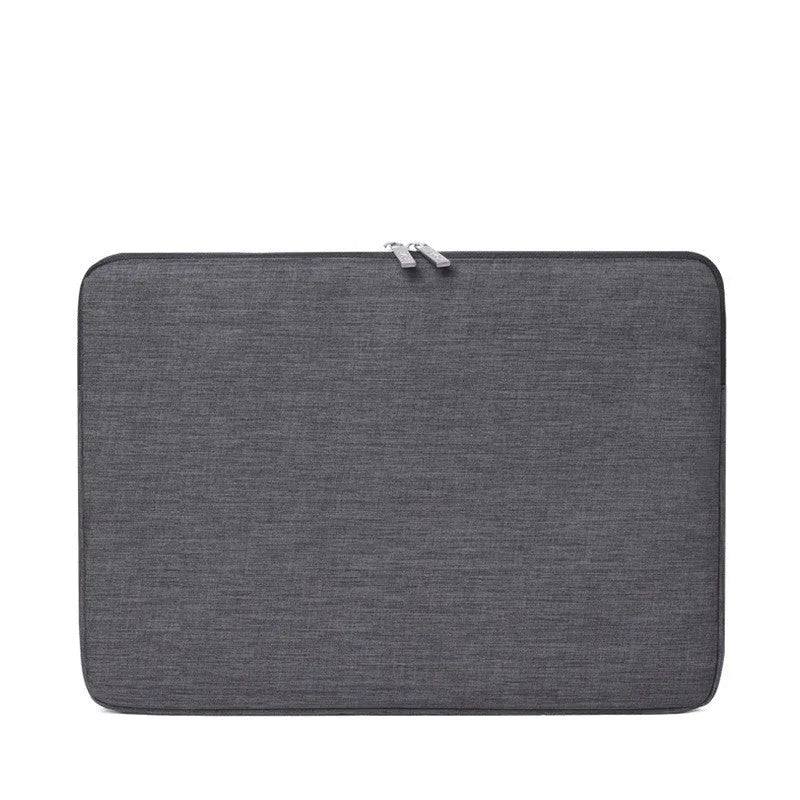 Light grey 15-inch computer liner bag with water-repellent polyester surface, slim 3cm profile