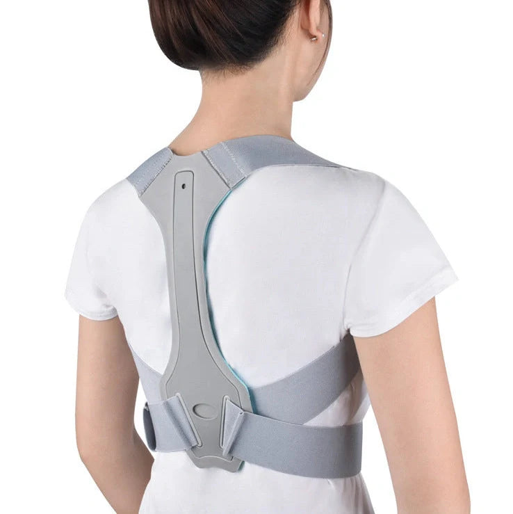 Silver back correction belt with polyester cloth and latex covering showing Velcro closure