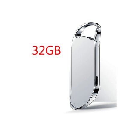 Keychain Digital Voice Recorder in black and silver with voice-activated recording feature