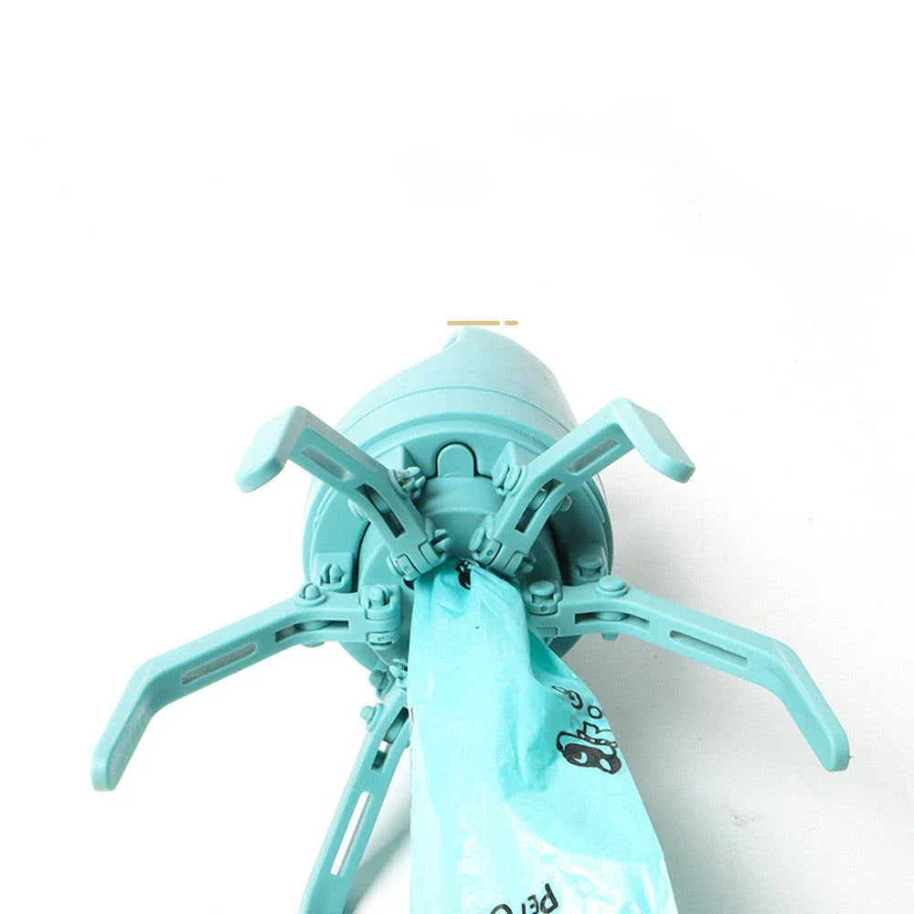 Portable dog poop scooper with claw mechanism and built-in bag dispenser for easy pet waste cleanup