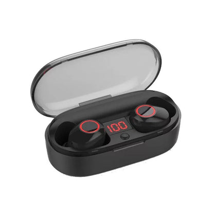 J29Tws Bluetooth headset in red, blue, black, and white with charging case