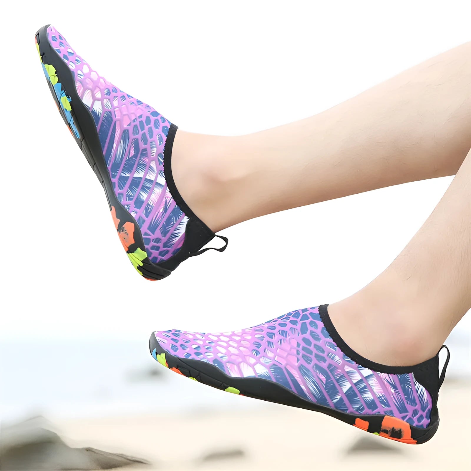 Lycra fabric beach wading shoes with EVA midsole in multiple colour options