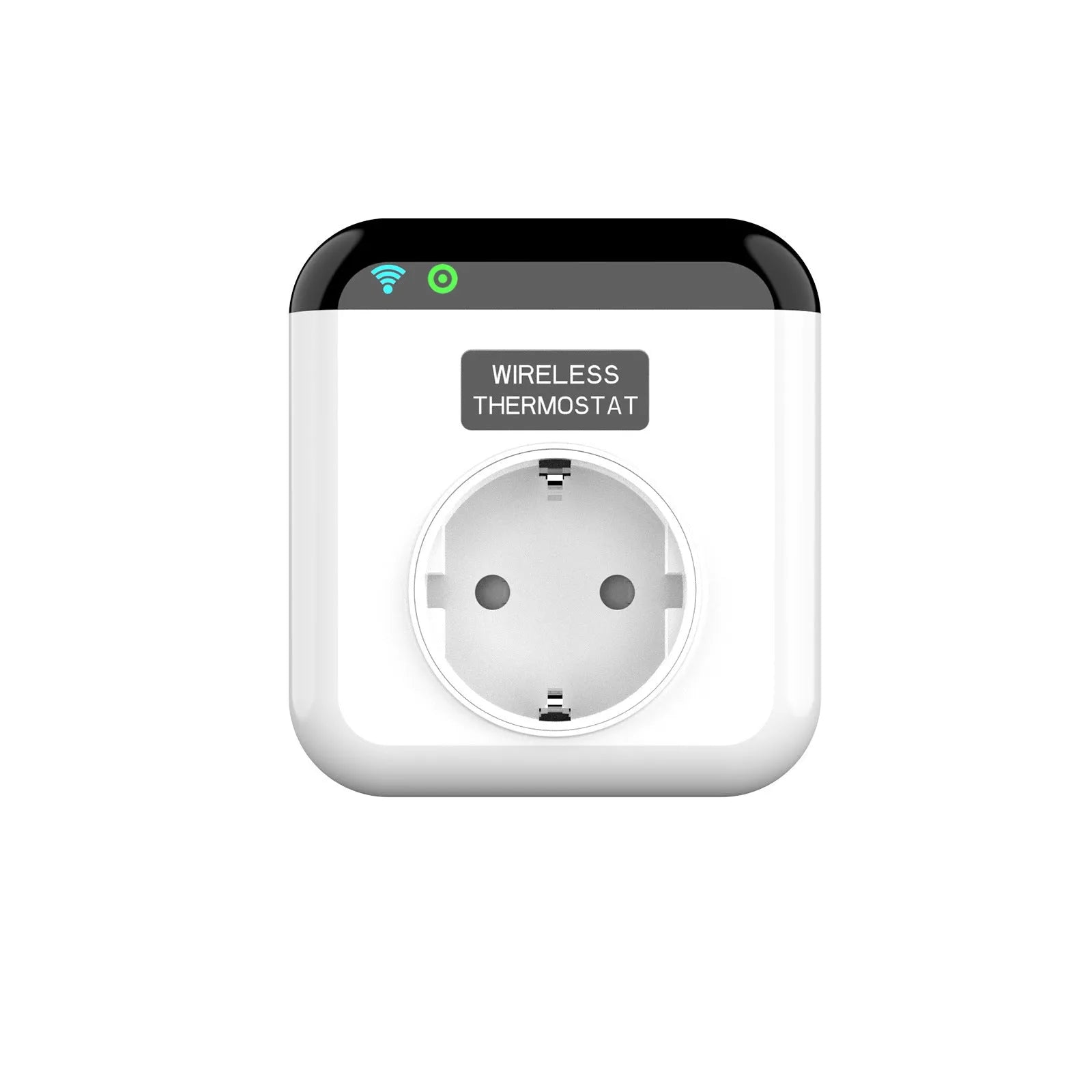 White smart socket with European plug outlets and thermostatic remote control
