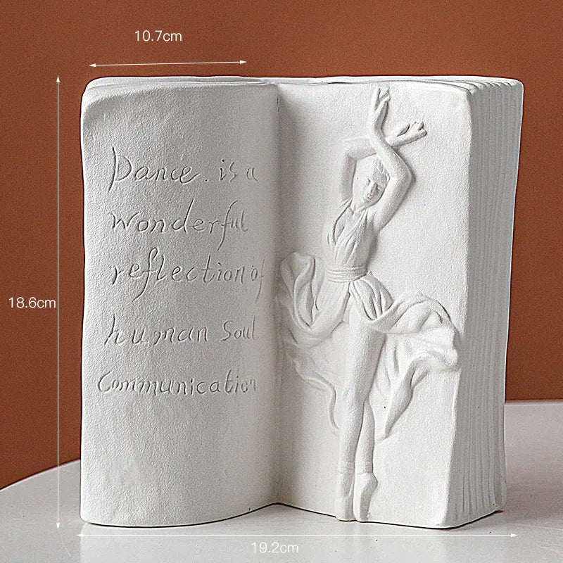 Ceramic book stand in a modern simplicity style, showing one of four available decorative glazed designs.