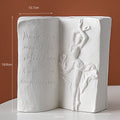 Ceramic book stand in a modern simplicity style, showing one of four available decorative glazed designs.