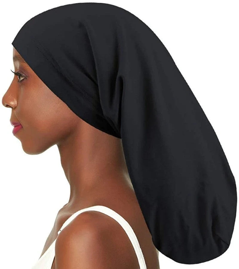 Women's adjustable satin-lined nightcap in various colours for hair protection