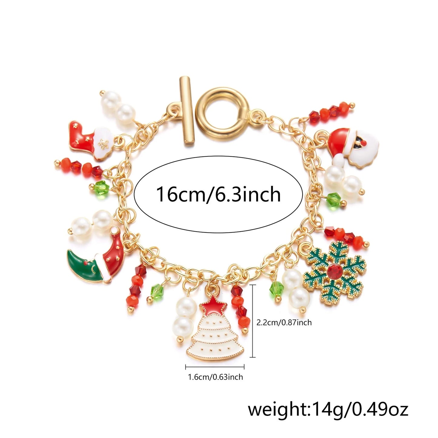 Personalized Christmas Bracelet with Santa Claus Pendant for Women