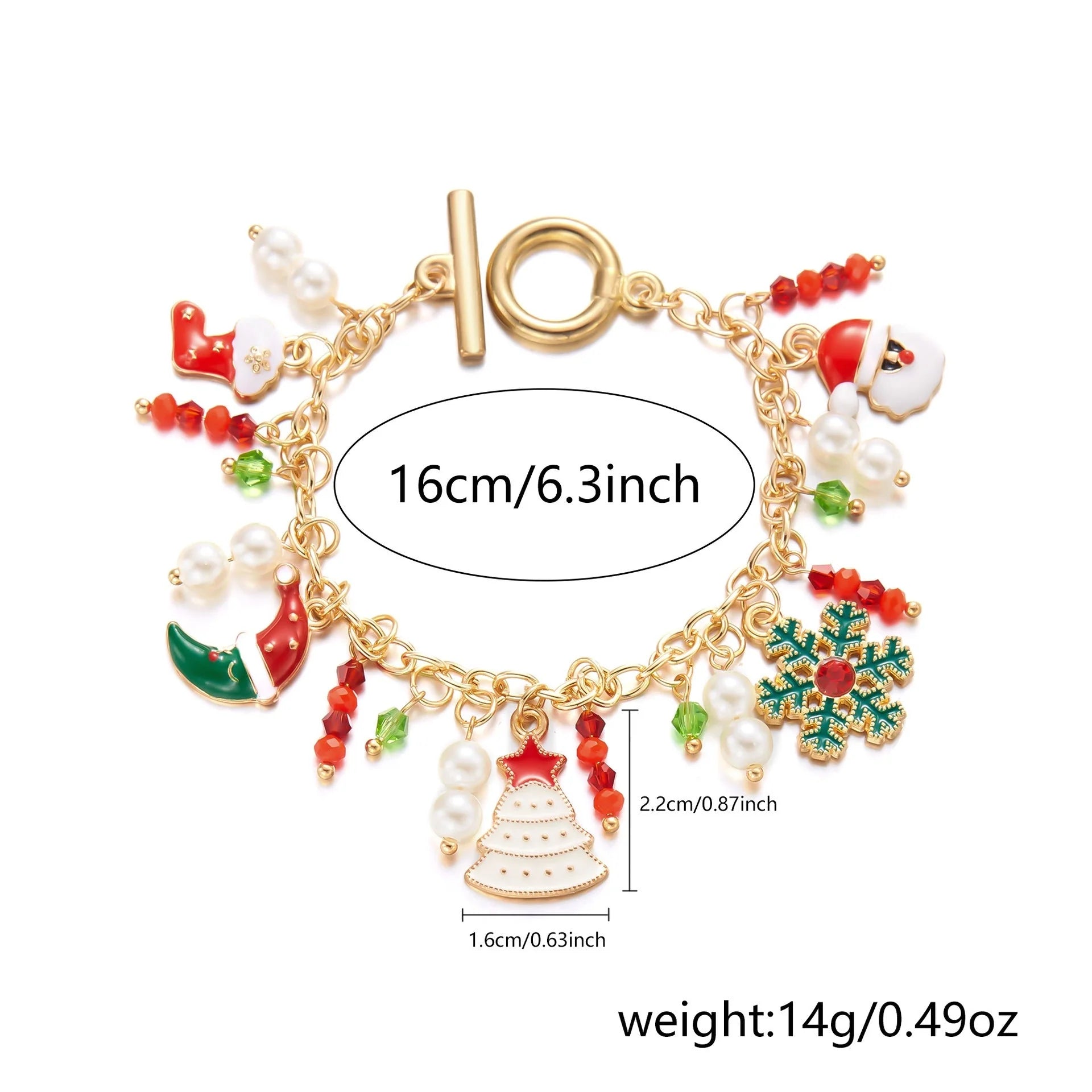 Personalized Christmas Bracelet with Santa Claus Pendant for Women