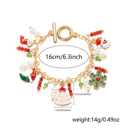 Personalized Christmas Bracelet with Santa Claus Pendant for Women