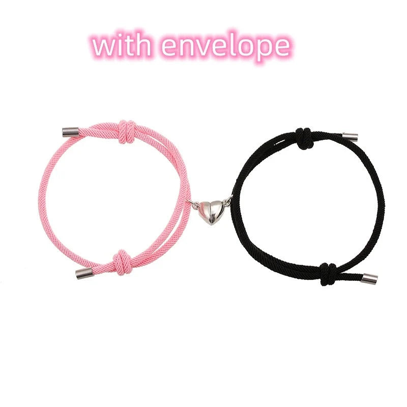 Simple Nylon Love Magnetic Bracelet in various colours, adjustable for 14-26cm wrists