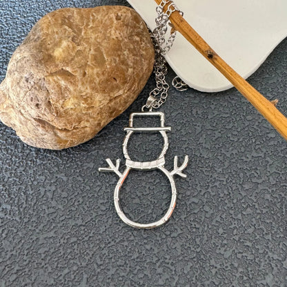 Personalized snowman earrings and pendant necklace for women, festive Christmas jewelry