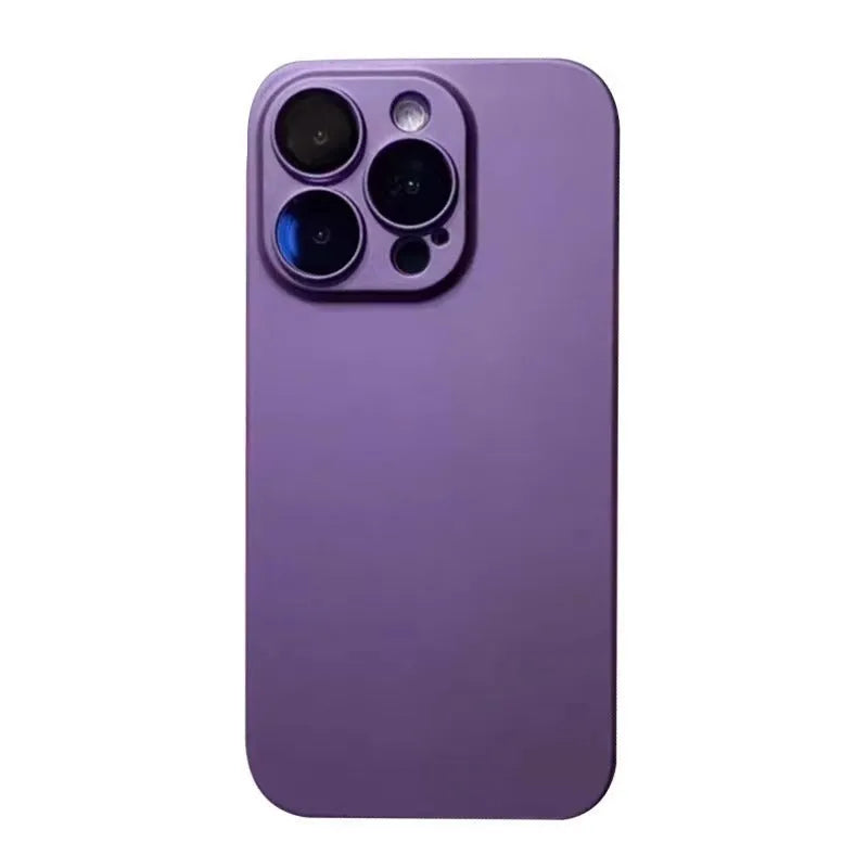 Ultra-thin frosted PC phone case with all-inclusive lens protection for iPhone, shown in Chinese Red