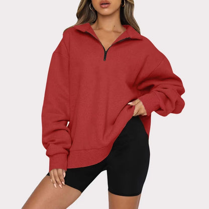 Women's zip turndown collar sweatshirt in various colours