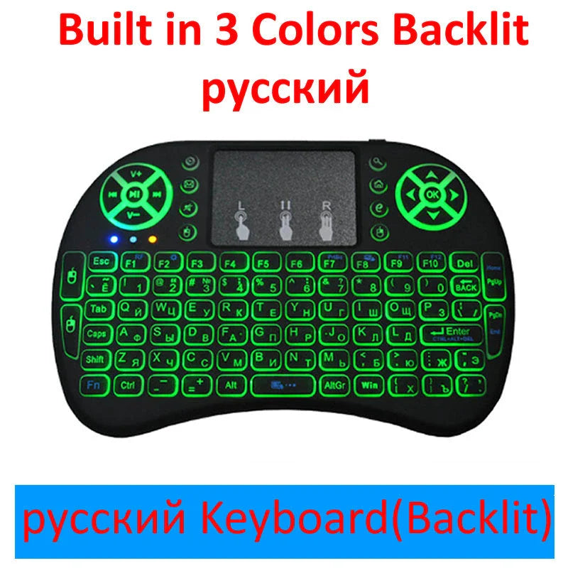 Wireless Mini Keyboard with larger touchpad and dual mouse buttons in black