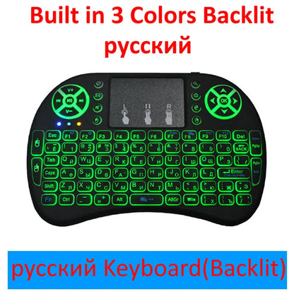 Wireless Mini Keyboard with larger touchpad and dual mouse buttons in black