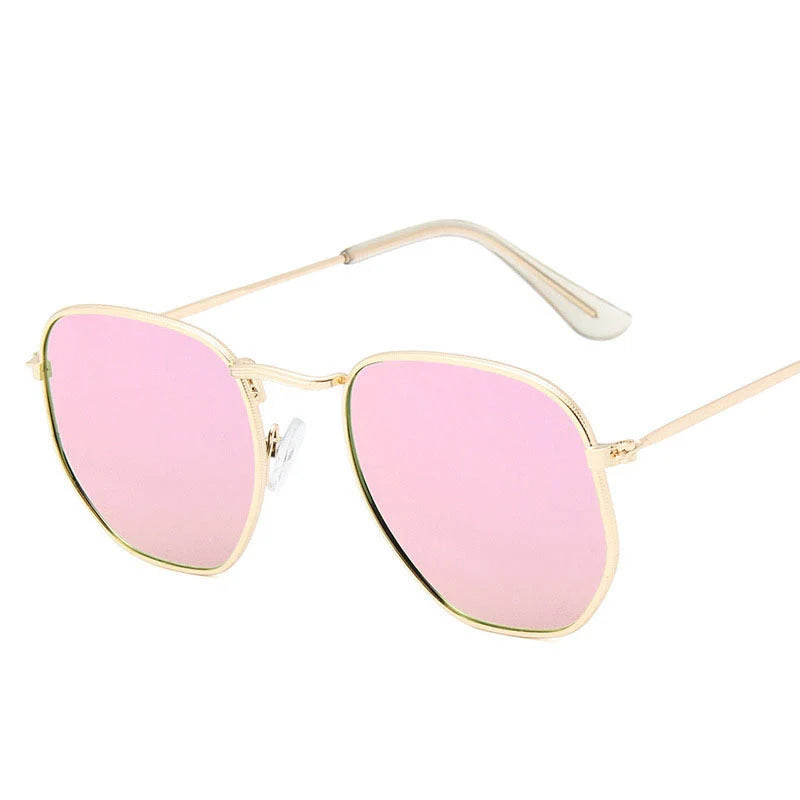 Women's hexagonal sunglasses with UV400 protection in various colors