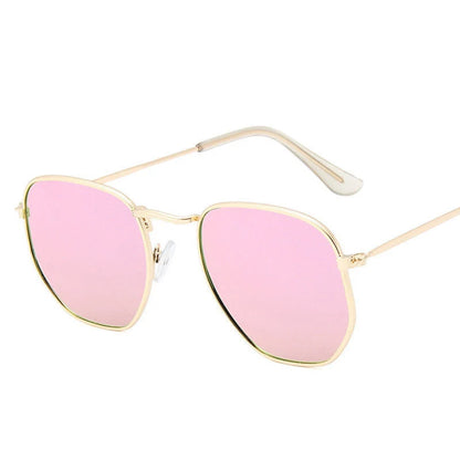 Women's hexagonal sunglasses with UV400 protection in various colors