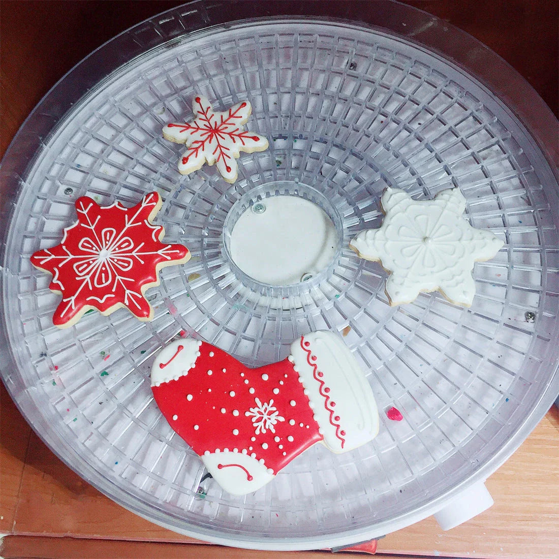 Food dehydrator with adjustable thermostat and five drying trays