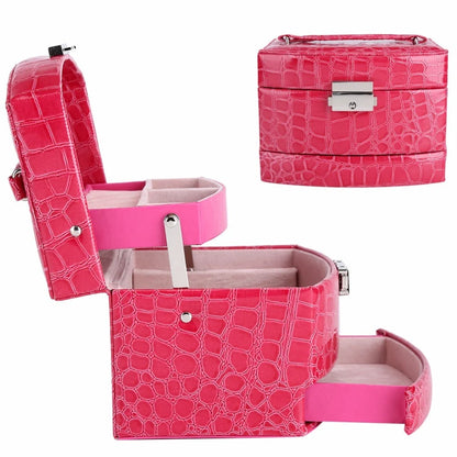 3-layer leather makeup organizer with mirror in various colours