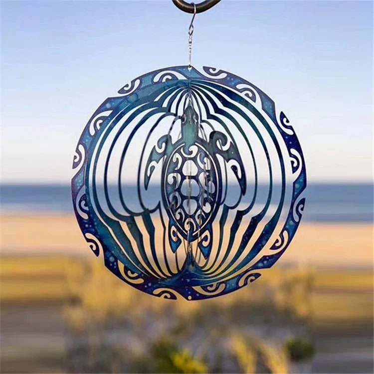 3D Ocean Blue Turtle Wind Chime hanging decor with sea turtle design