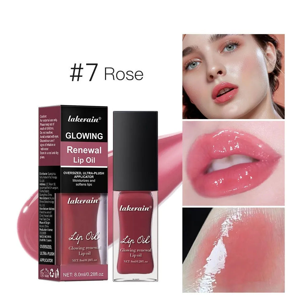 Lakerain colourful lip gloss tube in seven shade options with 8ml net content
