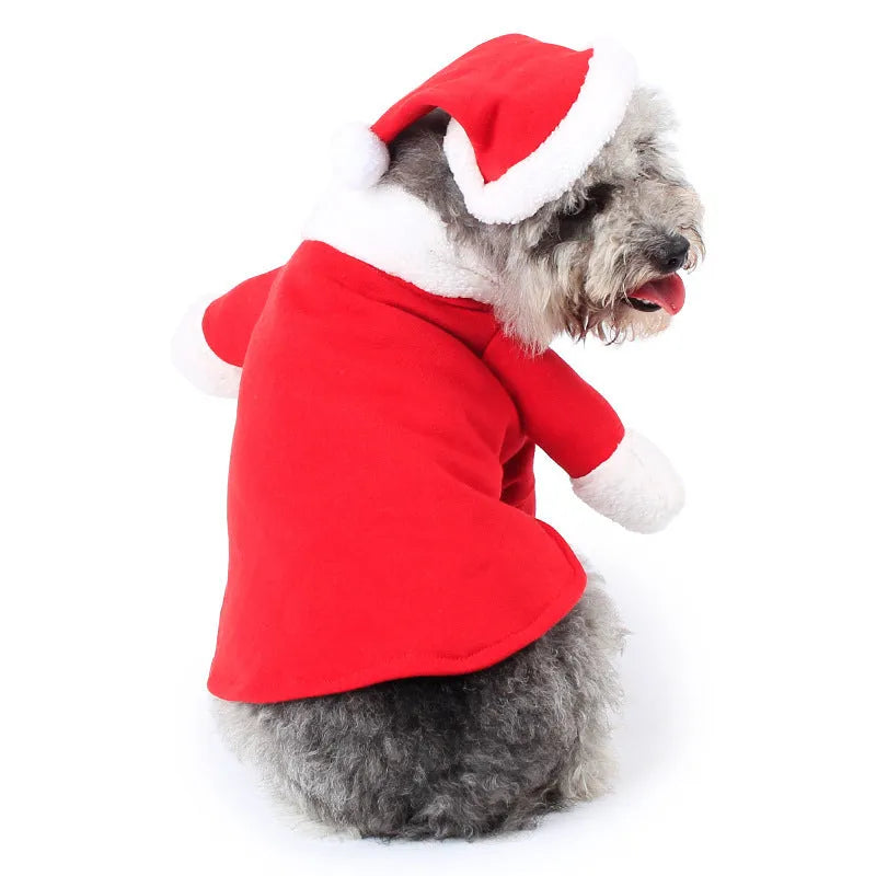 Red polar fleece pet Christmas costume for dogs and cats in Santa Claus style
