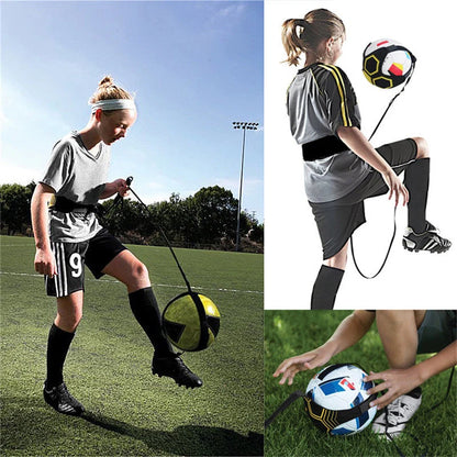 Adjustable soccer trainer with elastic strap for skill development