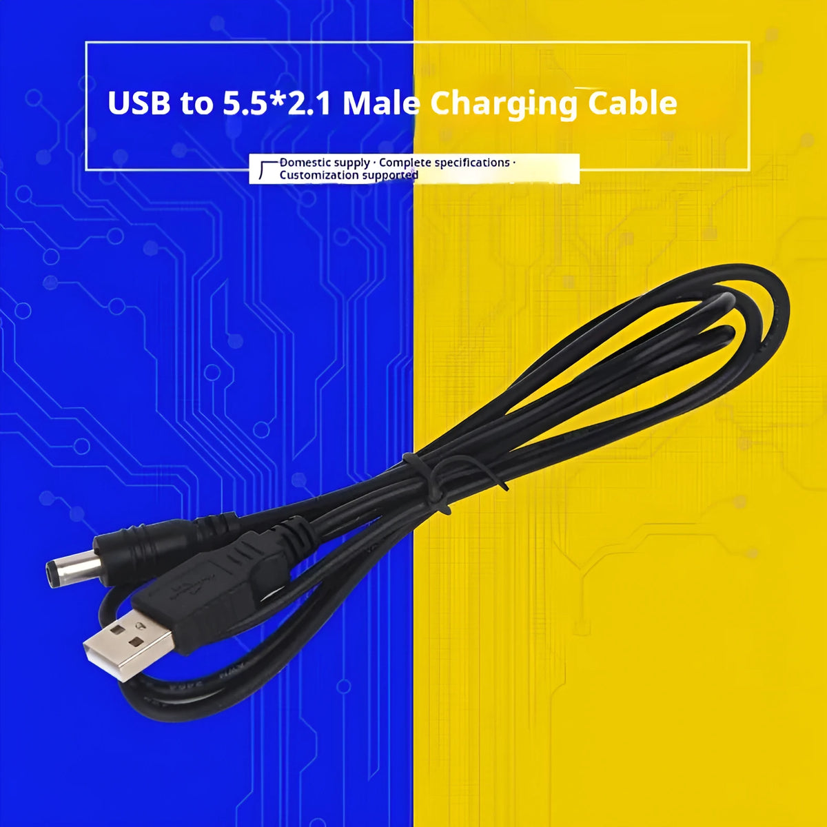 USB male to DC5521 male power conversion wire 100cm with 5.5x2.1mm plug