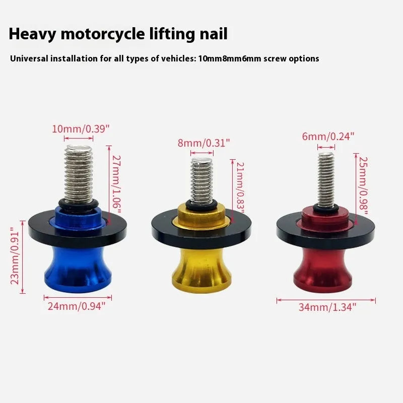 Aluminium alloy CNC-machined frame screw for motorbike parking lift in gold colour side view
