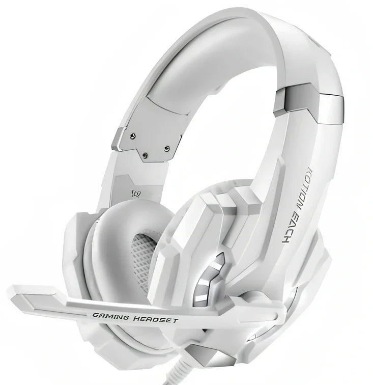 Black and red wired gaming headset with 40mm speakers, microphone, and 2.1m braided cable for surround sound gaming