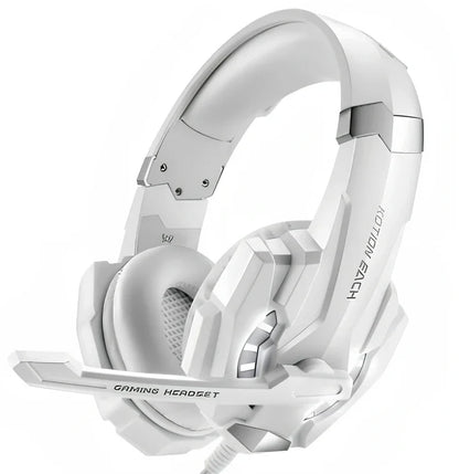 Black and red wired gaming headset with 40mm speakers, microphone, and 2.1m braided cable for surround sound gaming