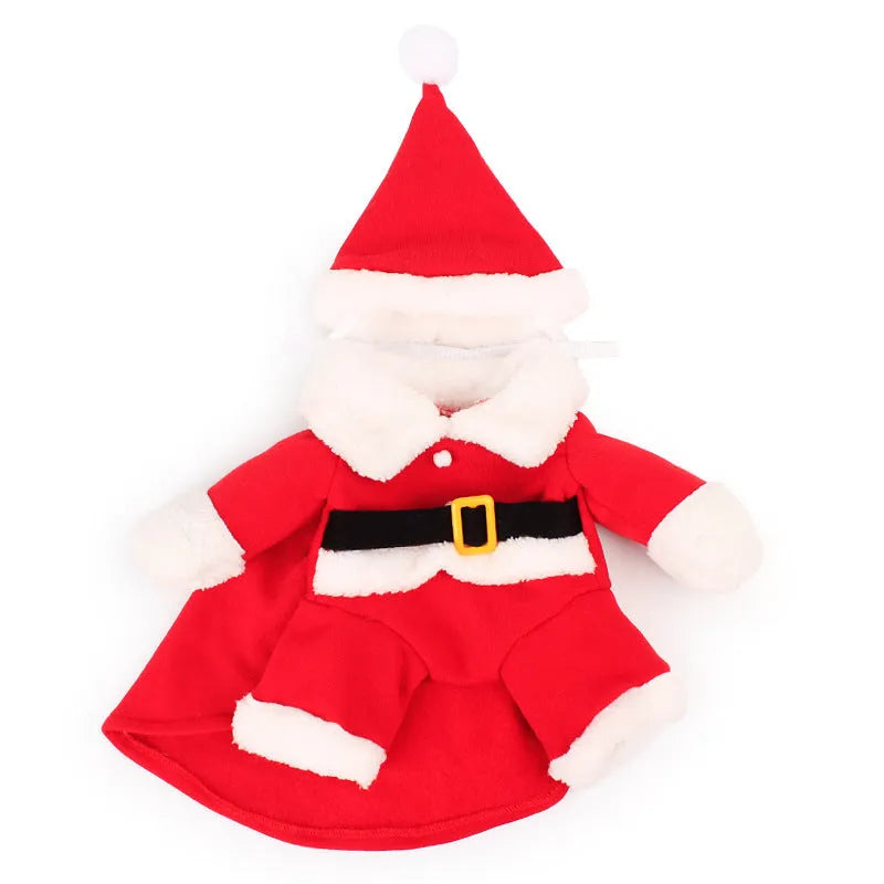 Red polar fleece pet Christmas costume for dogs and cats in Santa Claus style