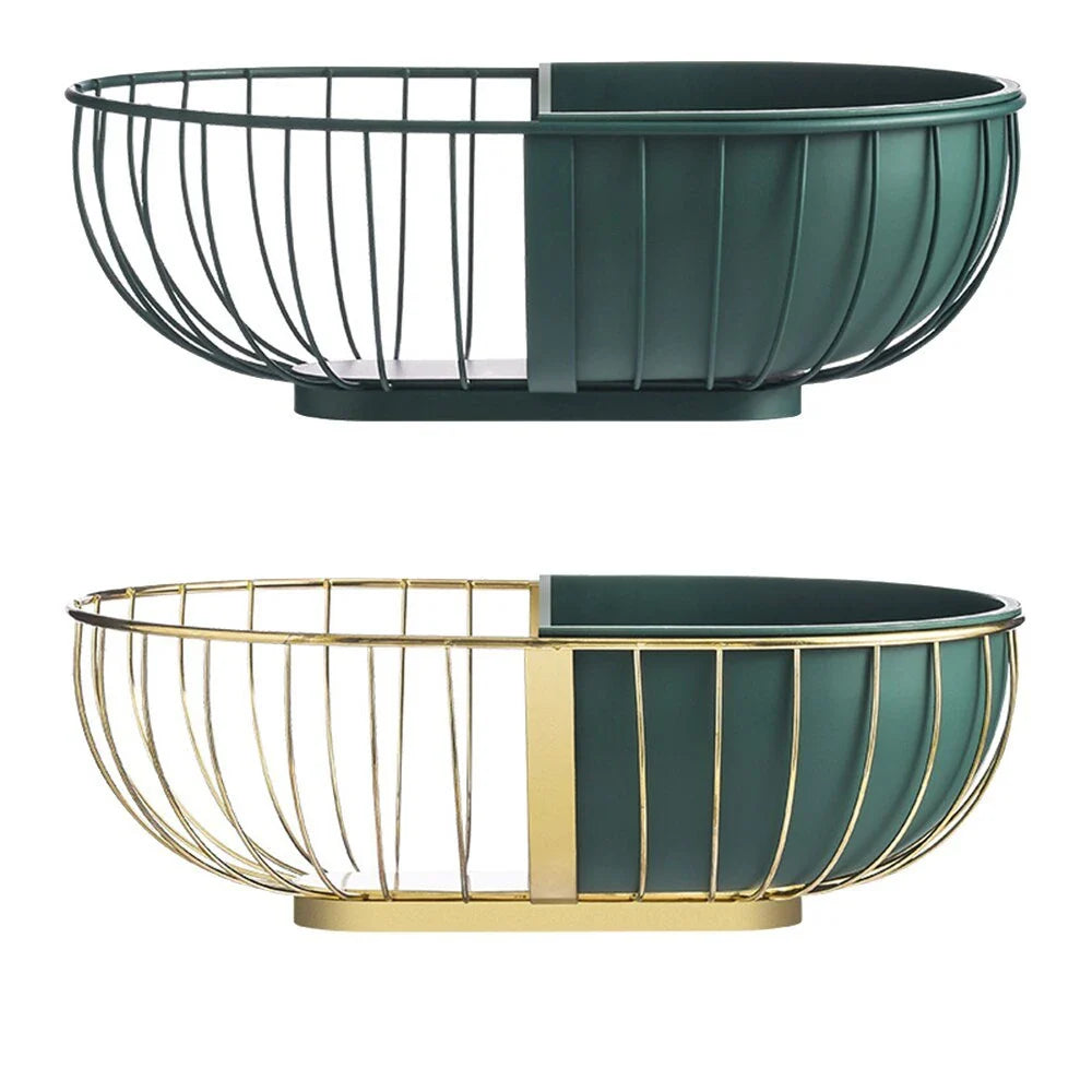 Nordic style metal fruit basket with detachable plate for kitchen organisation