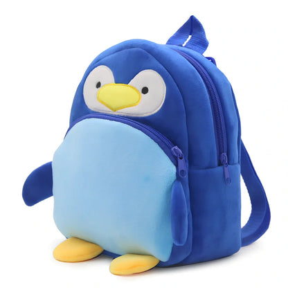 Blue cartoon toy storage bag, 30 cm tall, drawstring closure for baby play items up to 2 kg