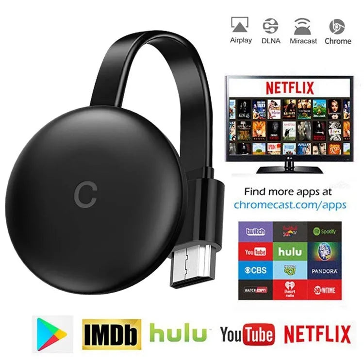 Black ABS wireless display adapter with 5G WiFi for 4K AirPlay Miracast DLNA mirroring