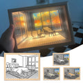 Illuminated LED decorative picture frame showing a scenic print with soft backlighting, featuring a wooden frame and a button switch.