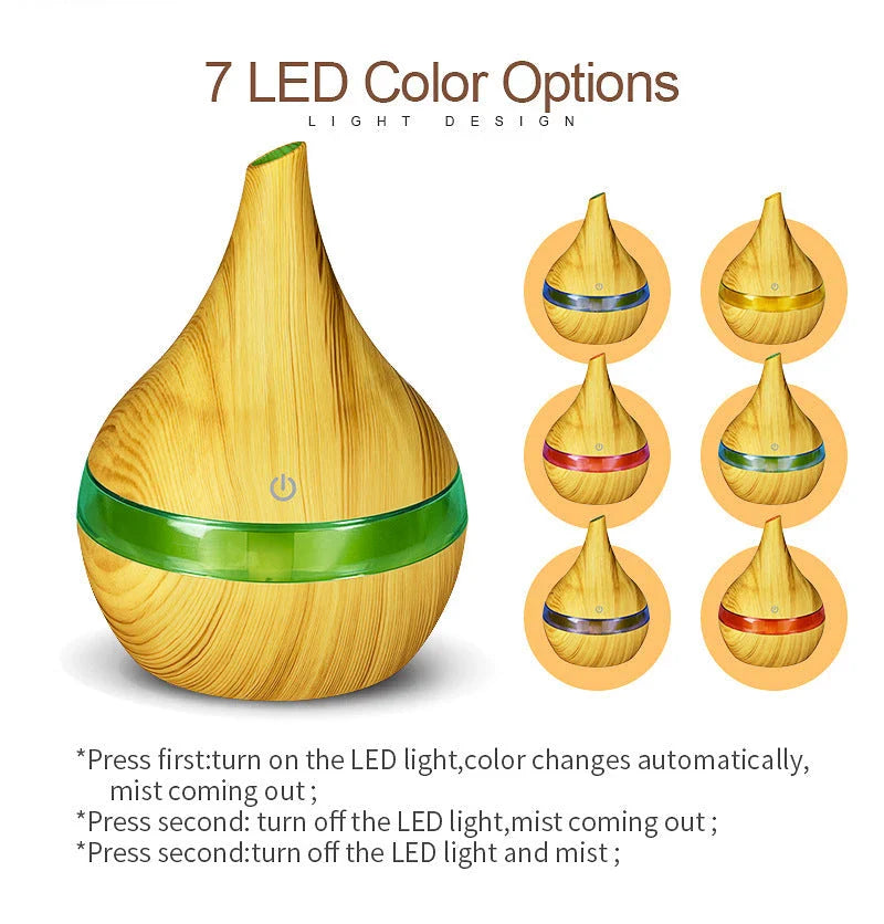 LED Essential Oil Diffuser with ultrasonic technology for calm and moisture
