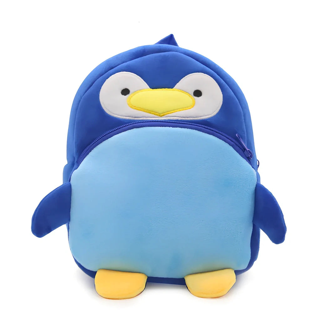 Blue cartoon toy storage bag, 30 cm tall, drawstring closure for baby play items up to 2 kg