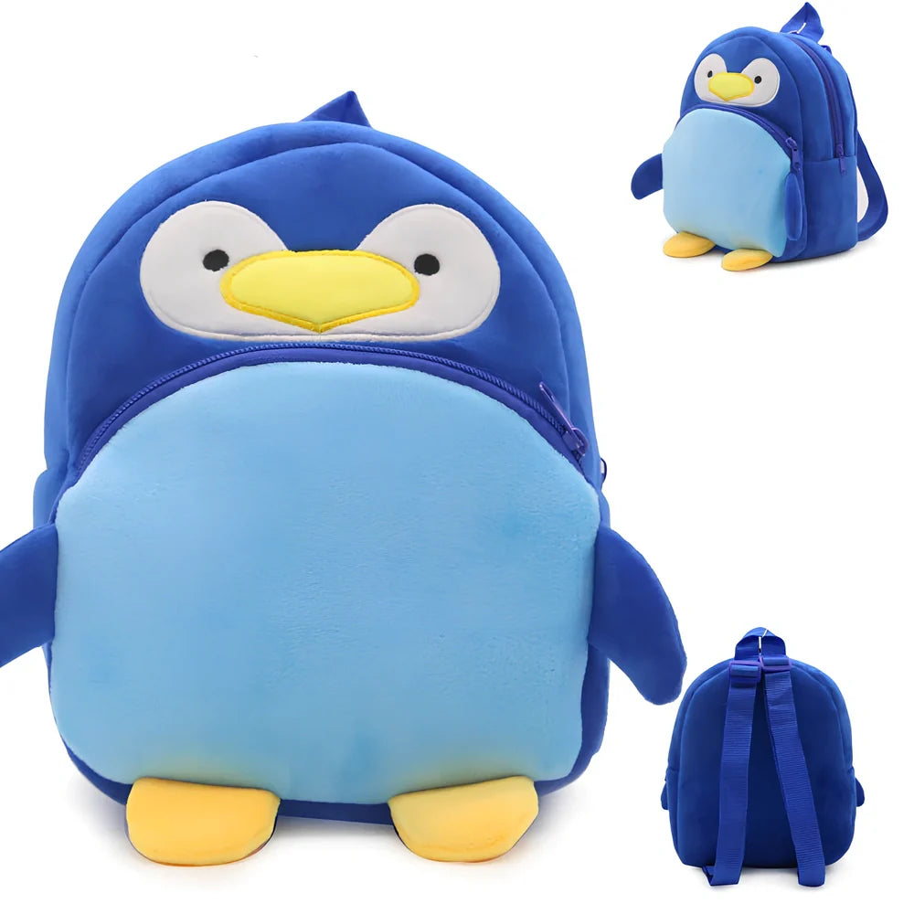 Blue cartoon toy storage bag, 30 cm tall, drawstring closure for baby play items up to 2 kg