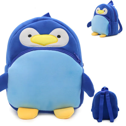 Blue cartoon toy storage bag, 30 cm tall, drawstring closure for baby play items up to 2 kg