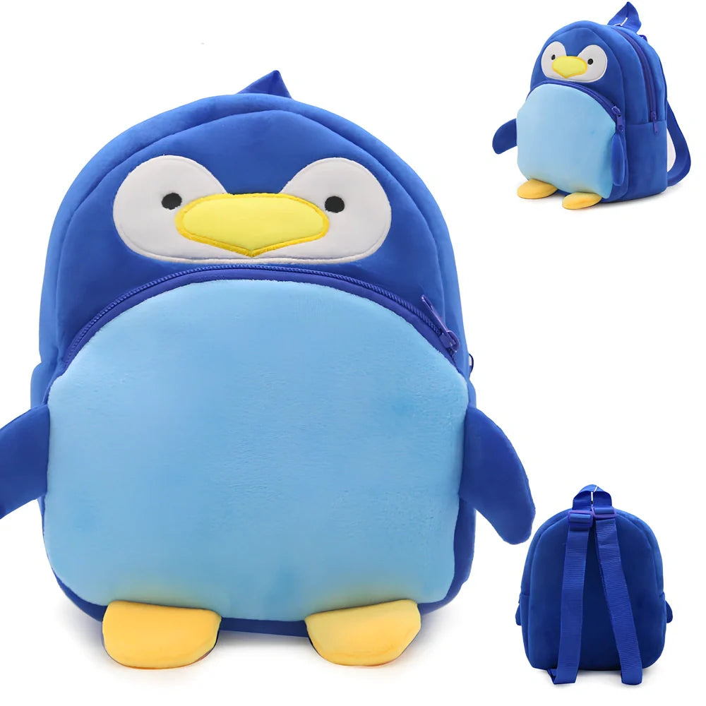 Blue cartoon toy storage bag, 30 cm tall, drawstring closure for baby play items up to 2 kg