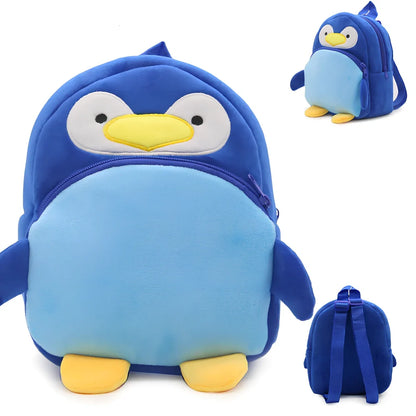 Blue cartoon toy storage bag, 30 cm tall, drawstring closure for baby play items up to 2 kg