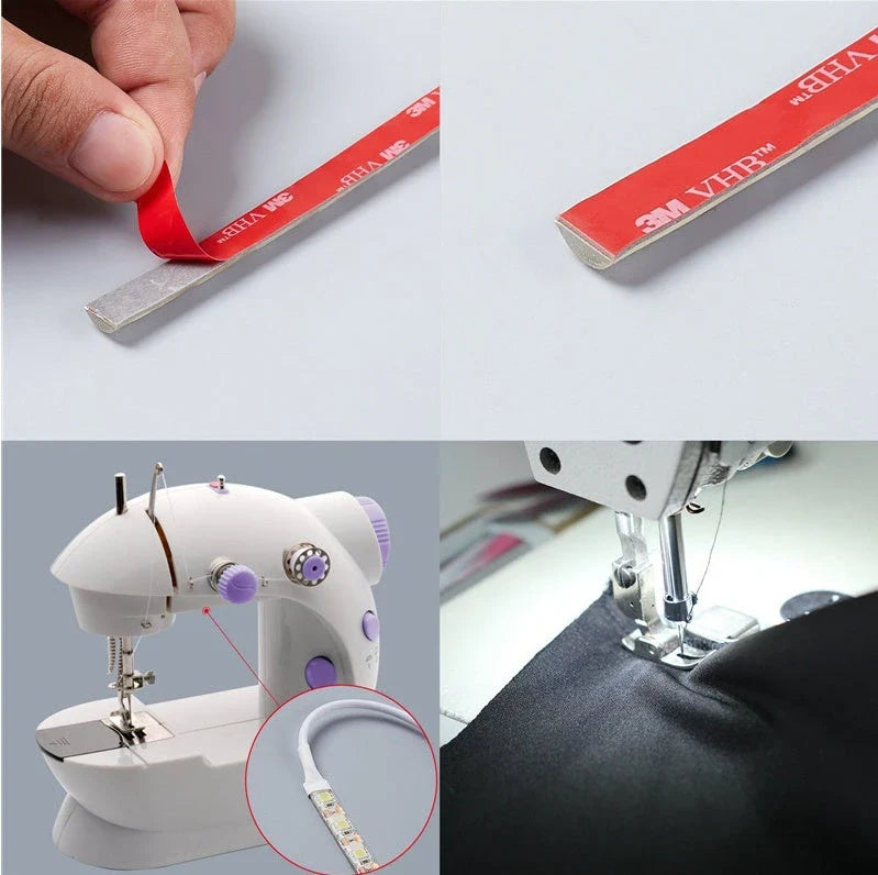 Sewing machine LED light strip with touch-sensitive dimming controls, providing ample illumination for crafting projects